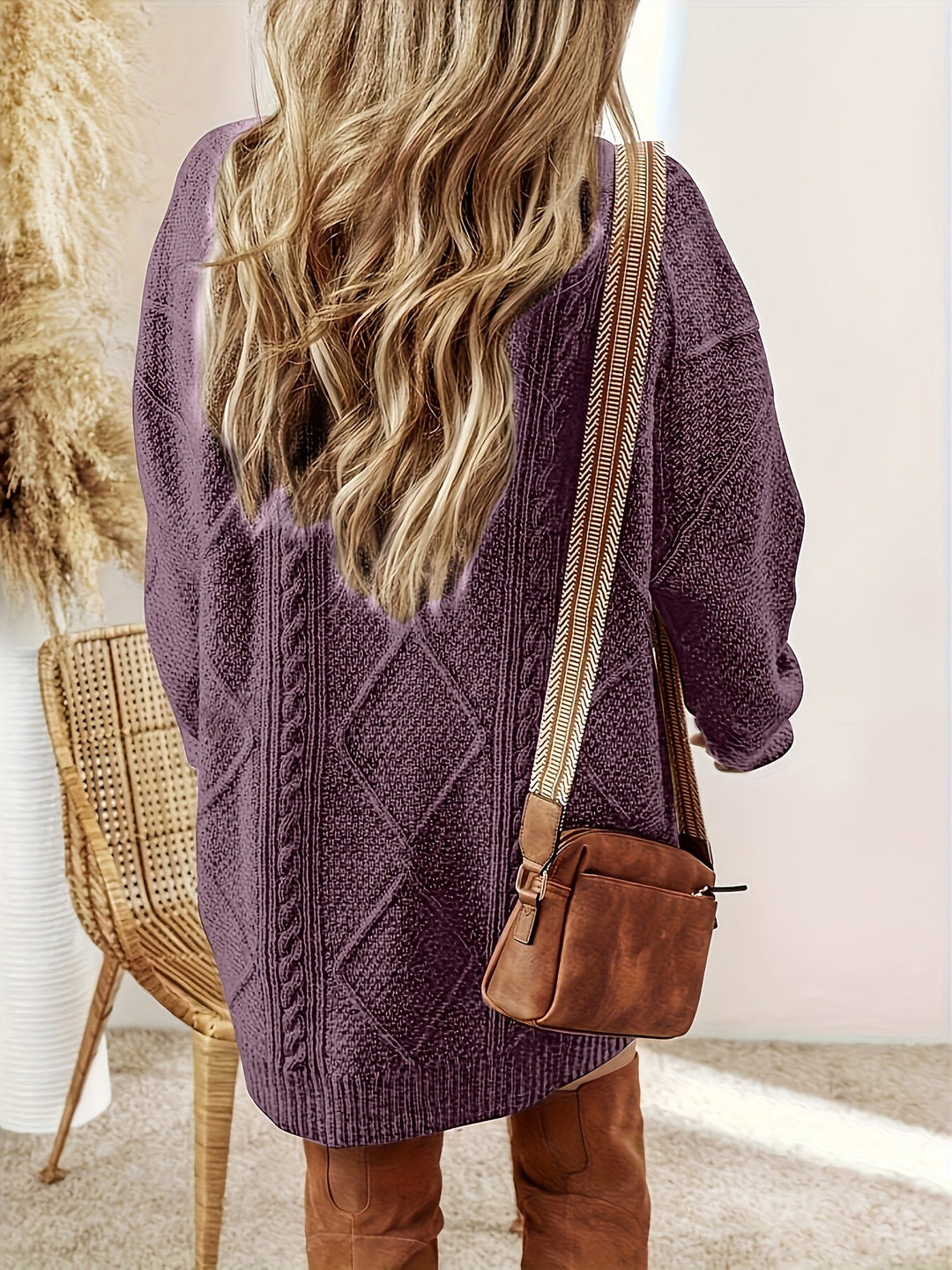 Romy – Cable-Stitch Oversized Sweater Dress for Women