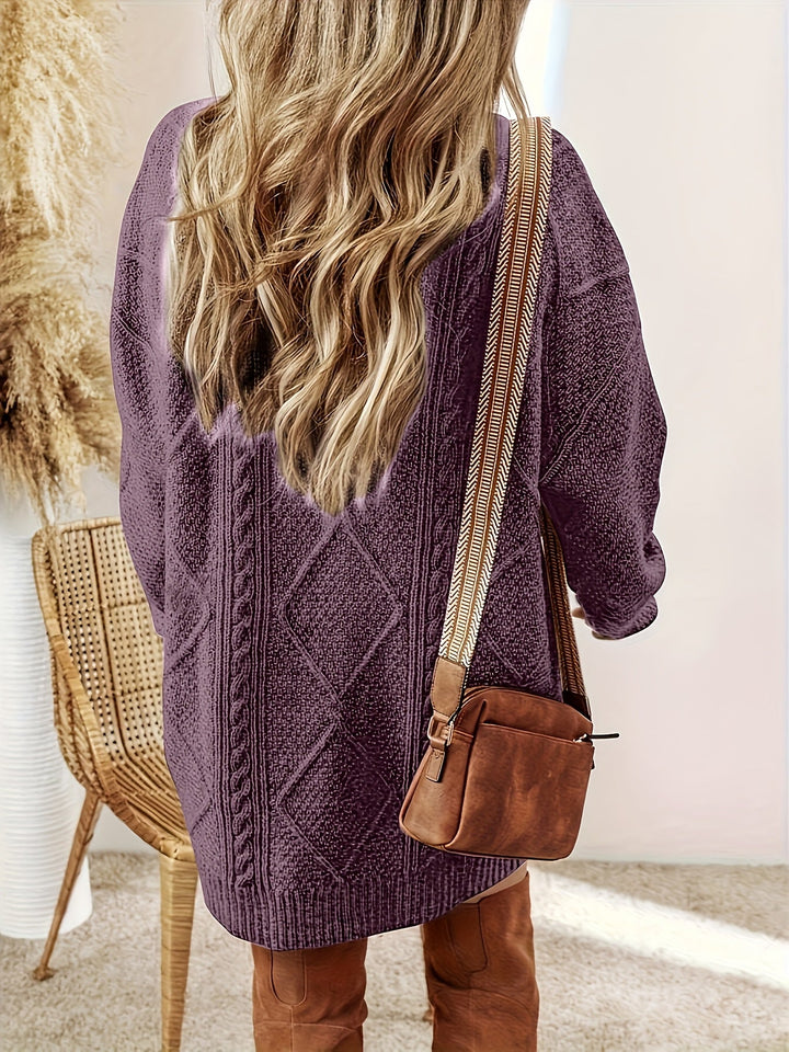 Romy – Cable-Stitch Oversized Sweater Dress for Women