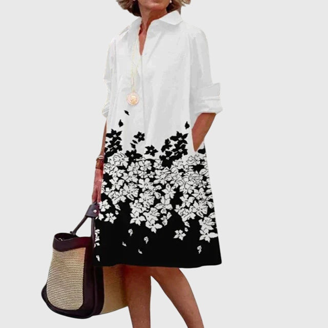 Eliza – Collared Midi Shirt Dress with Pockets