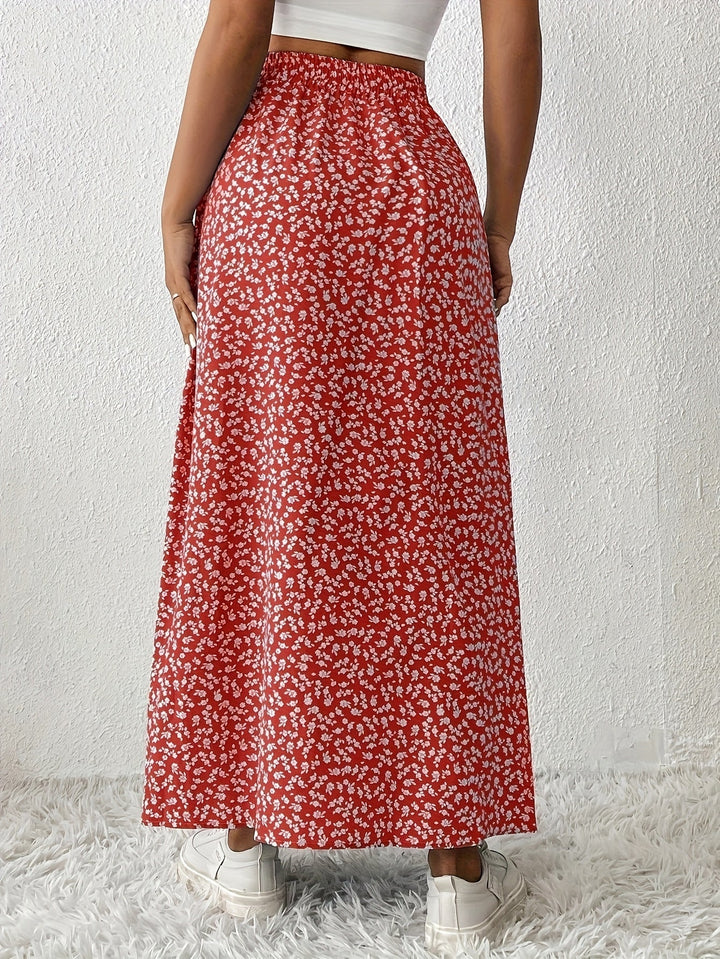 Tabitha – Ditsy Floral Maxi Skirt with Side Slit