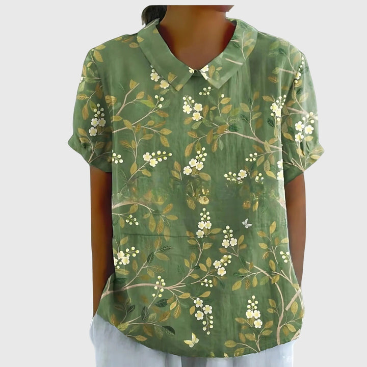 Madison – Flowy Floral Blouse with Short Sleeves