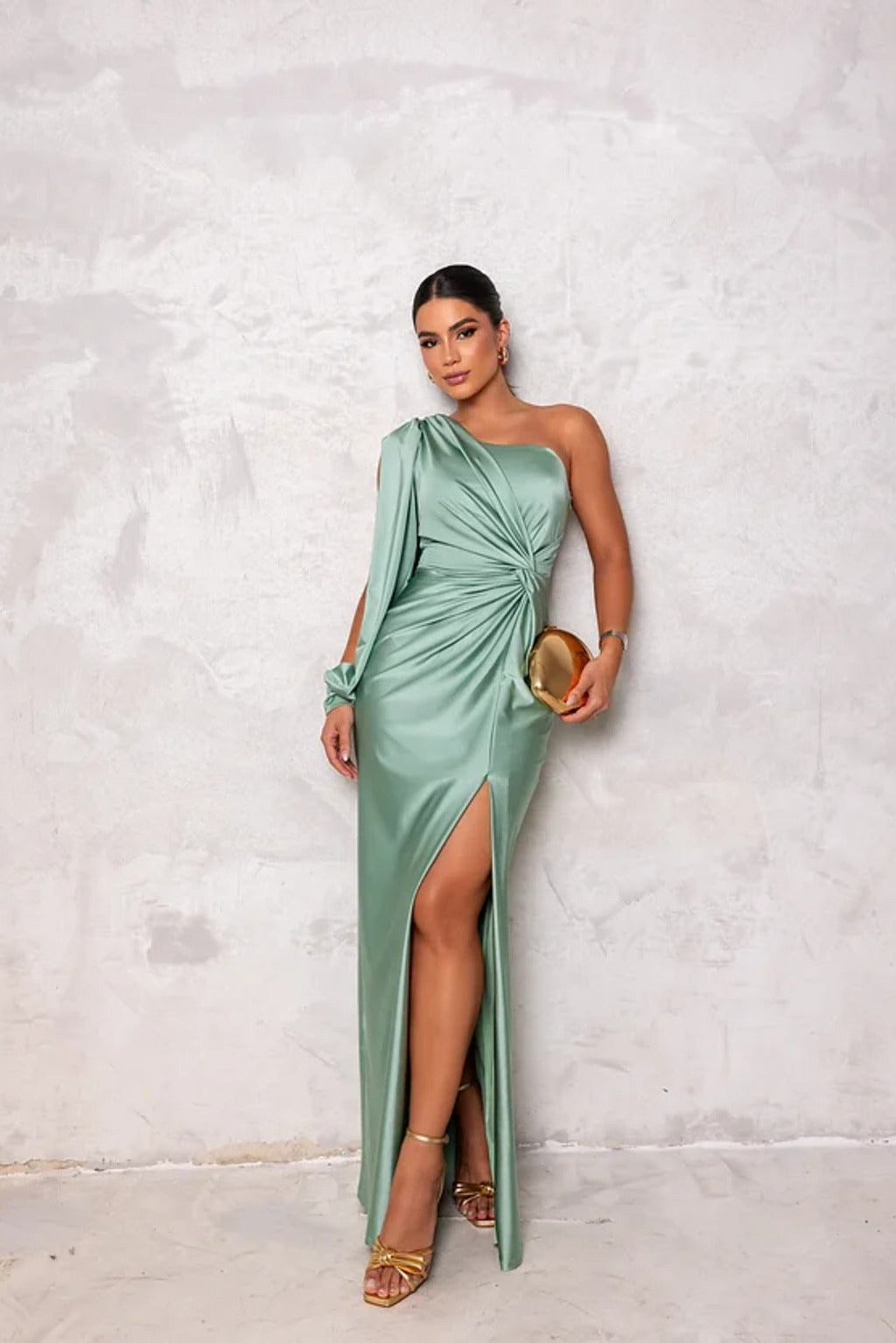 Demi – Draped Maxi Dress for Fall Wedding