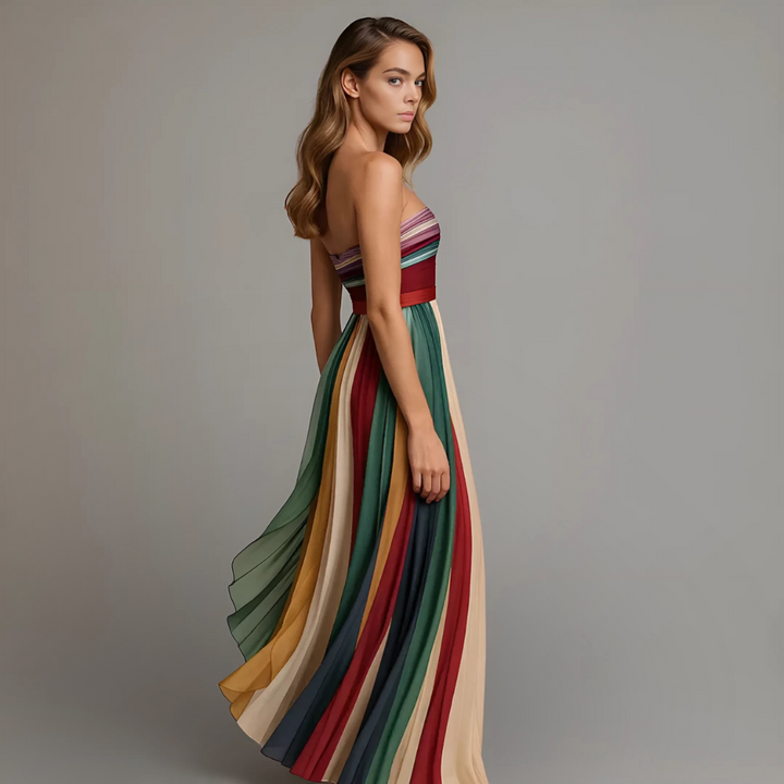 Margaret | Elegant Pleated Strapless Maxi Dress
