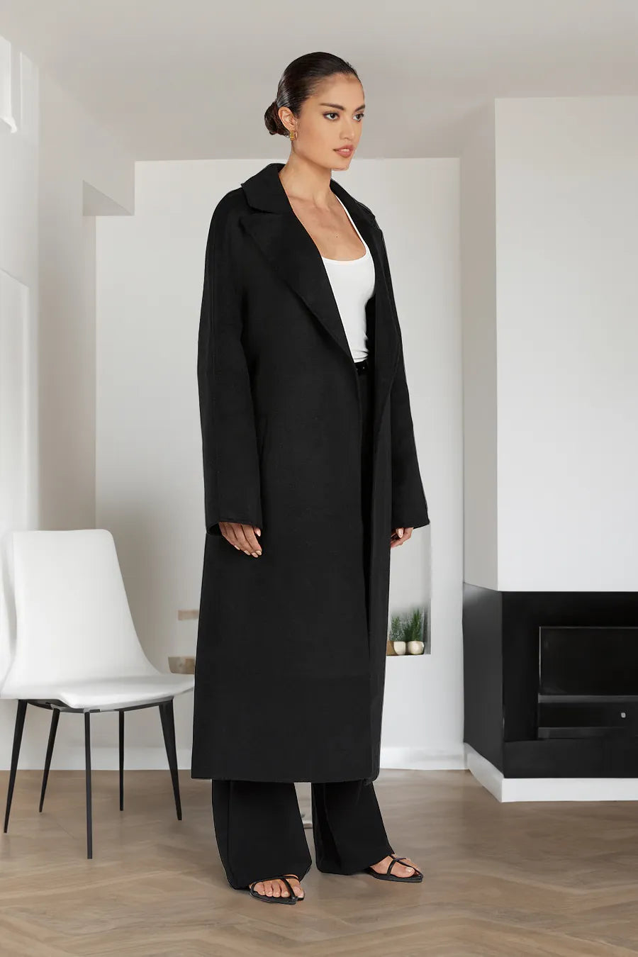 Madeleine – Oversized Maxi Coat with Wide Notch Lapel