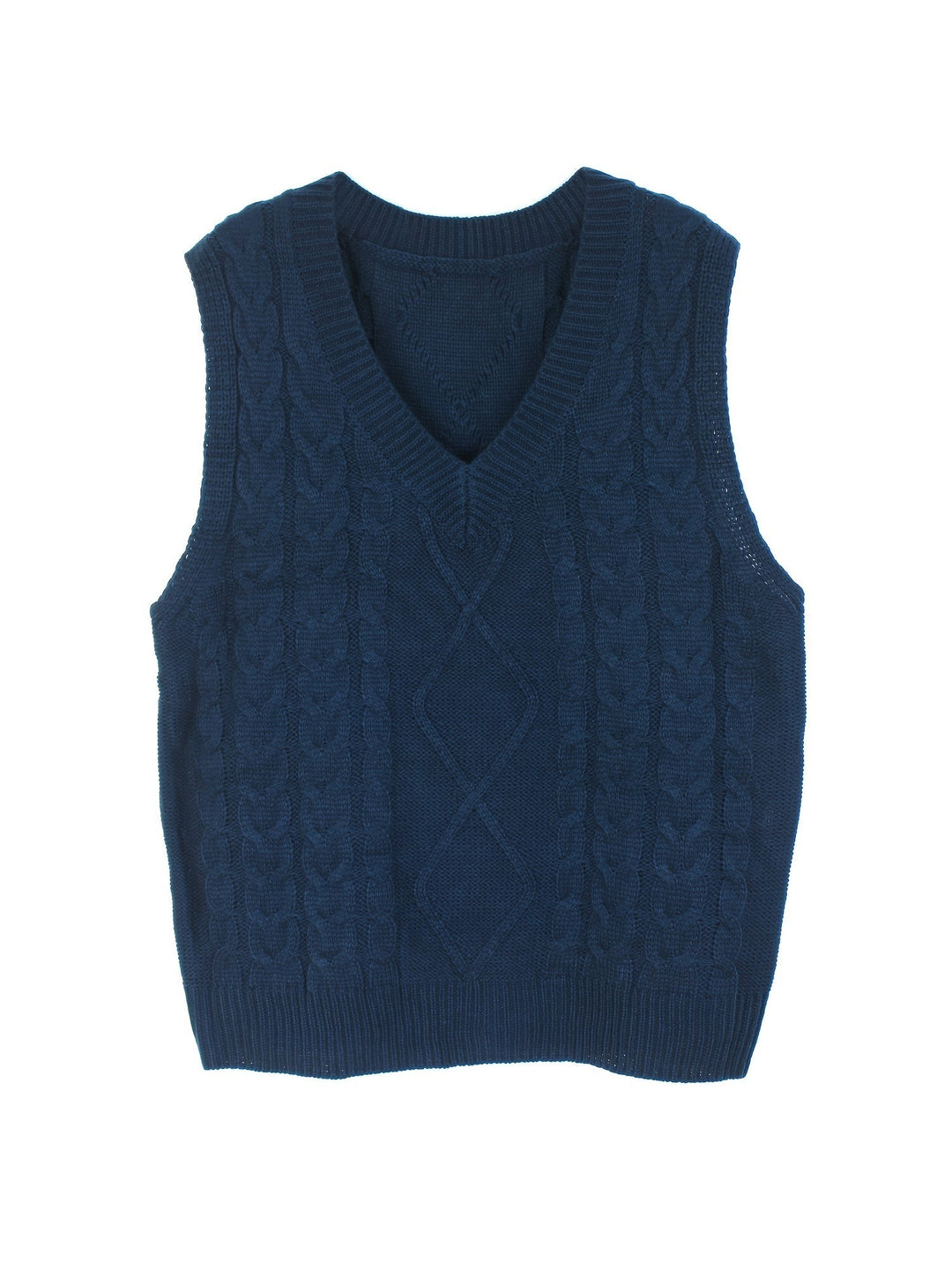 Gwendolen – Cable-Stitch V-Neck Sweater Vest for Women
