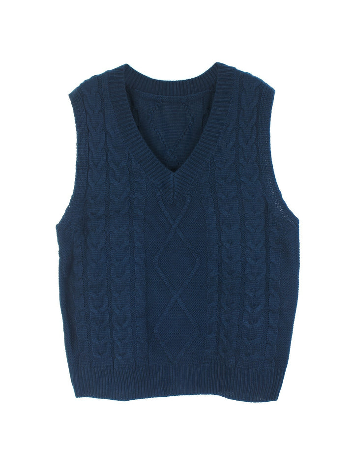 Gwendolen – Cable-Stitch V-Neck Sweater Vest for Women