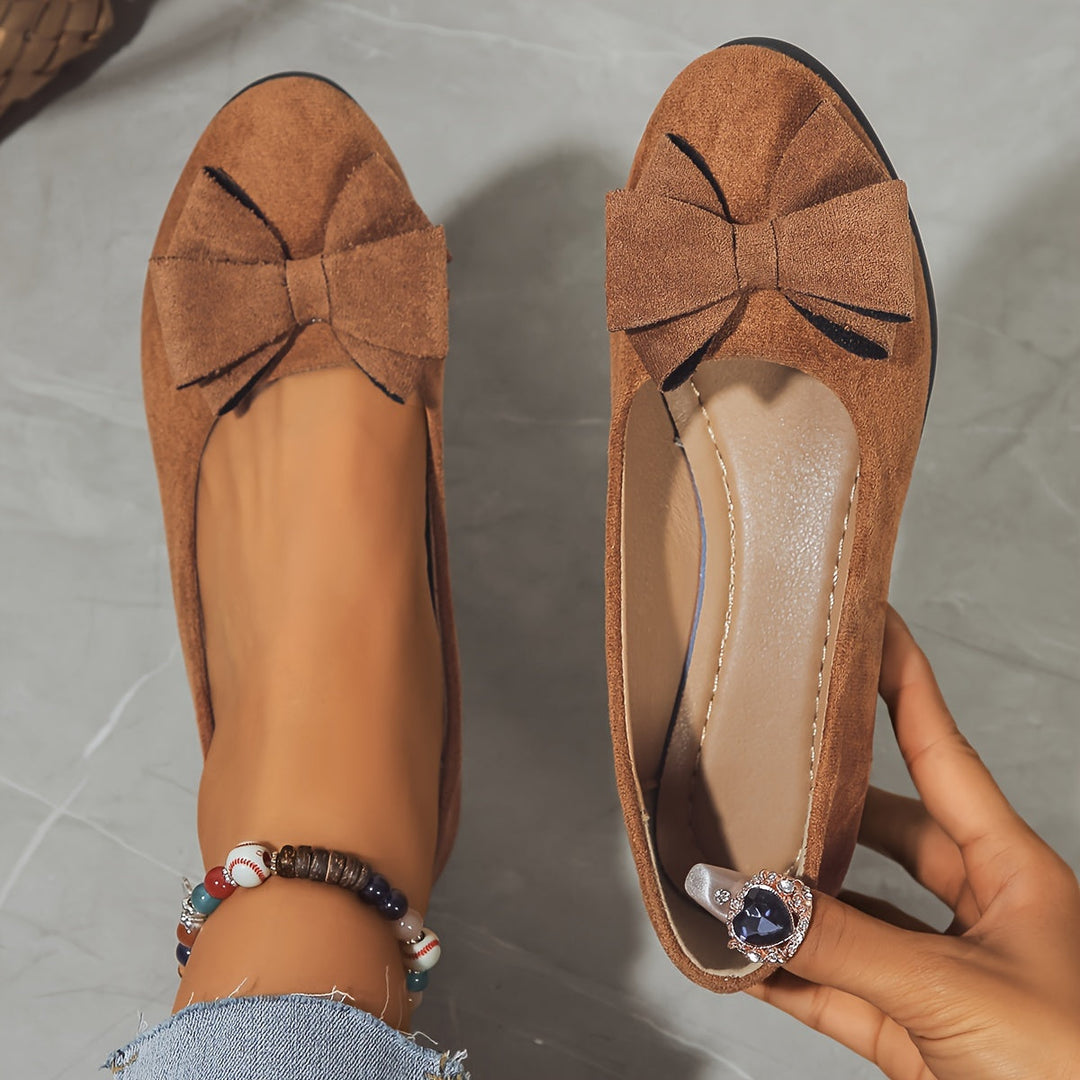 Gloria – Chic Slip-On Ballet Flats with Bow Detail