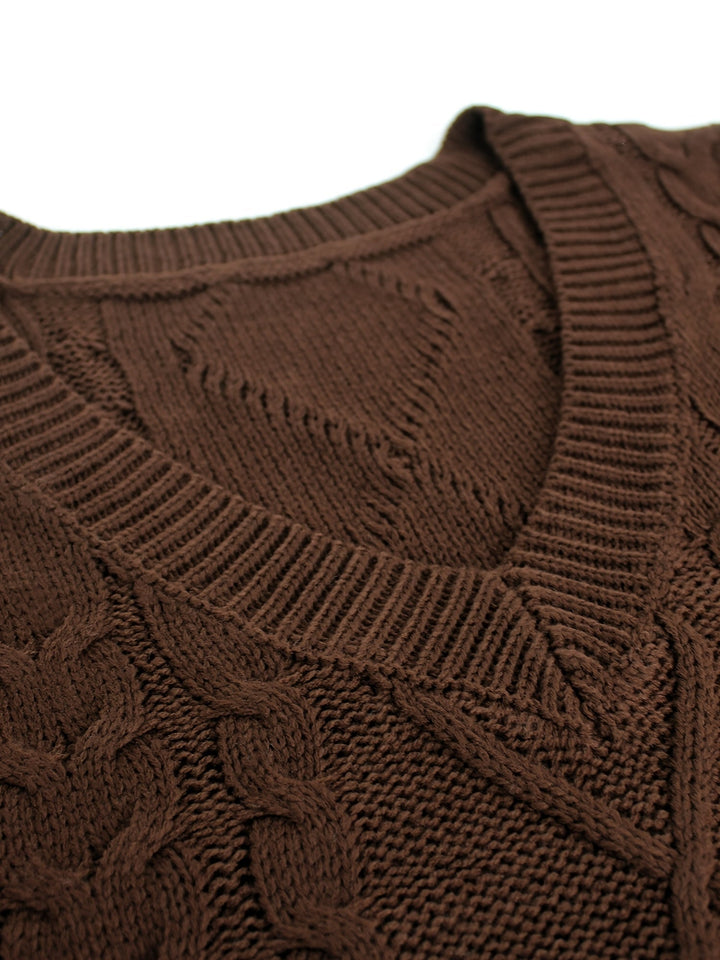 Gwendolen – Cable-Stitch V-Neck Sweater Vest for Women