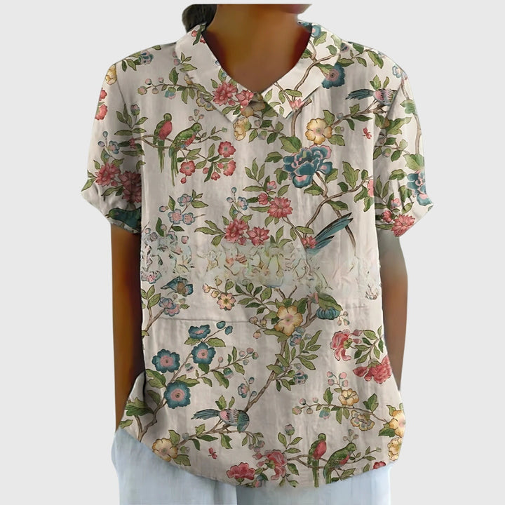 Madison – Flowy Floral Blouse with Short Sleeves