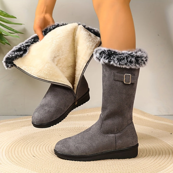 Tilda – Shearling-Cuff Buckle Snow Boots for Women