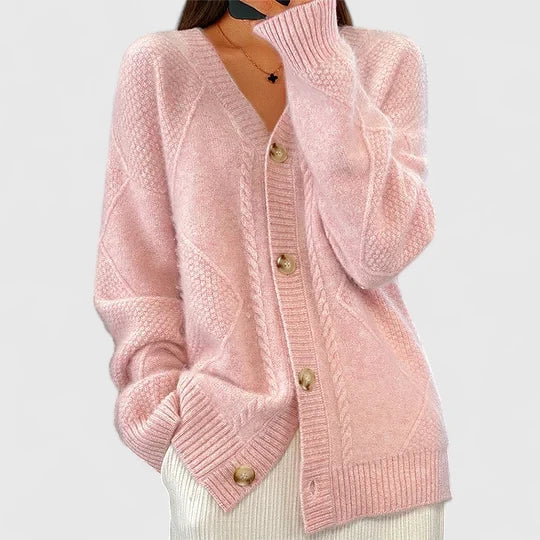 Juliette – V-Neck Cable-Stitch Cardigan for Women