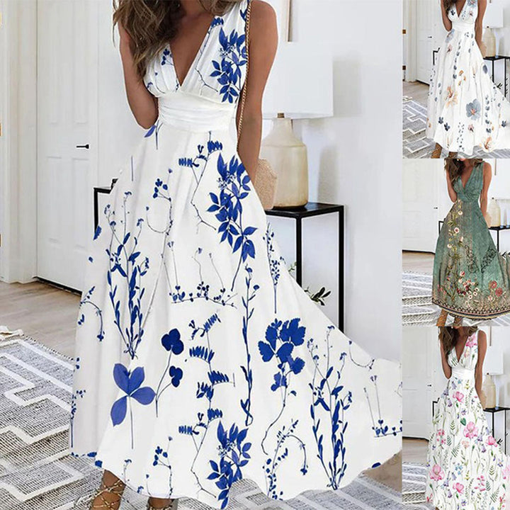 Amy – Floral V-Neck Maxi Dress for Garden Party Elegance