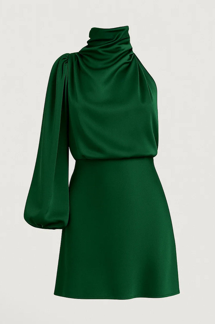 Fay – Satin-Look One Shoulder Long Sleeve Mini Dress