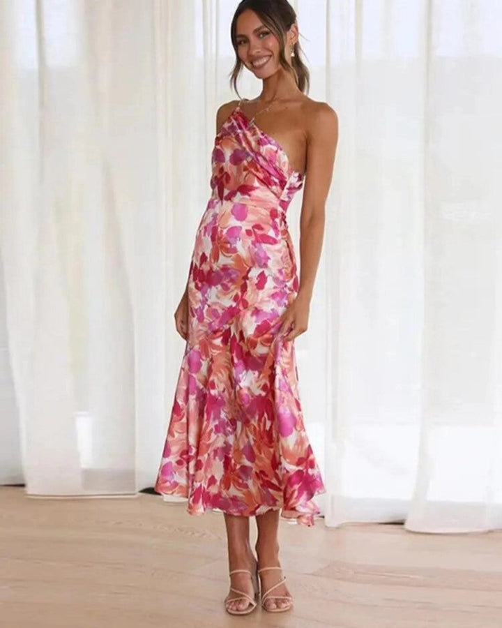 Vivienne | Romantic Floral One-Shoulder Maxi Dress