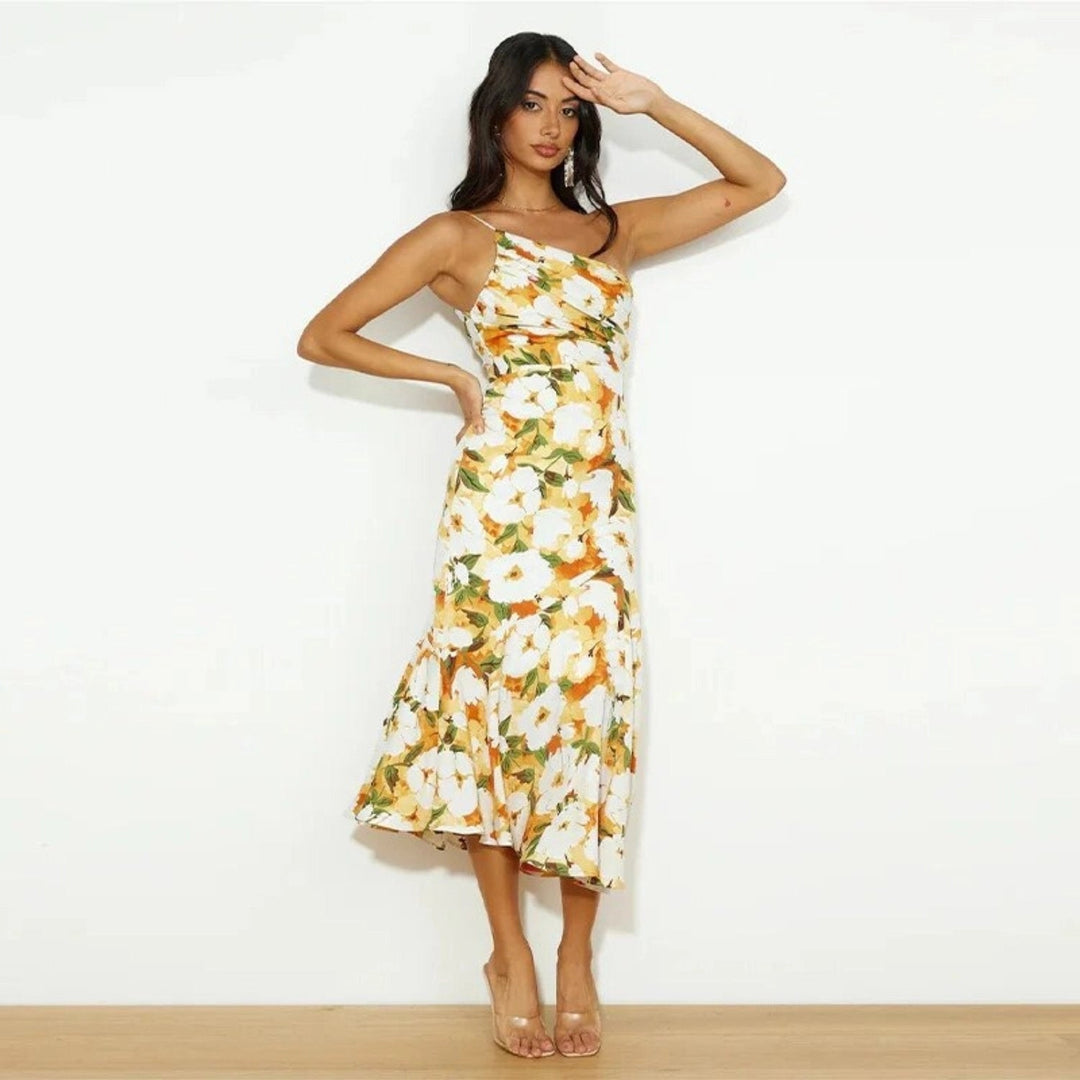 Vivienne | Romantic Floral One-Shoulder Maxi Dress