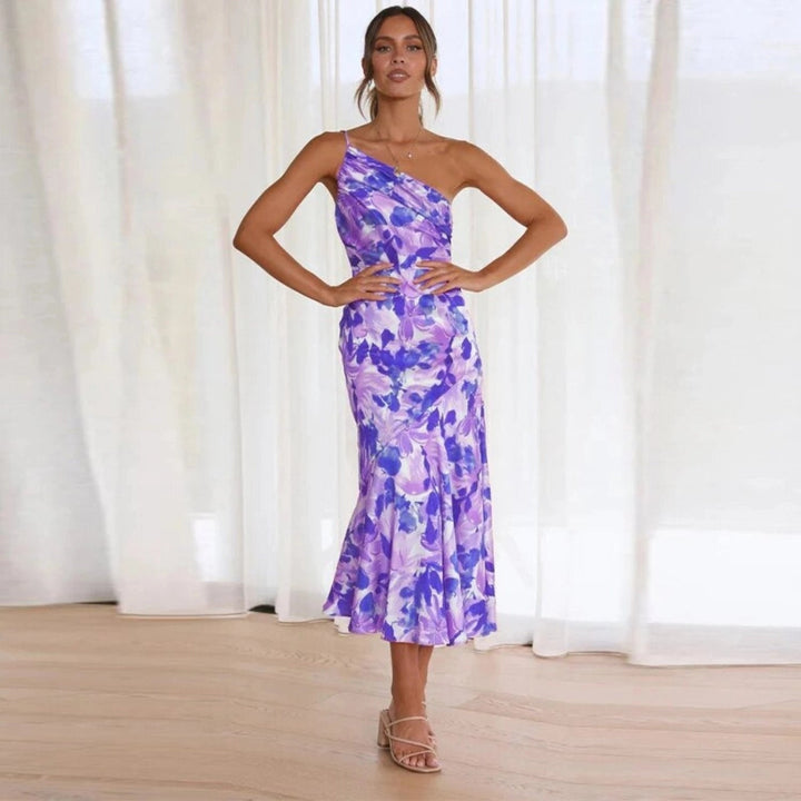 Vivienne | Romantic Floral One-Shoulder Maxi Dress