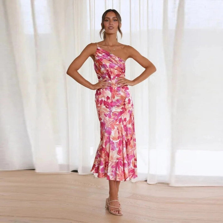 Vivienne | Romantic Floral One-Shoulder Maxi Dress