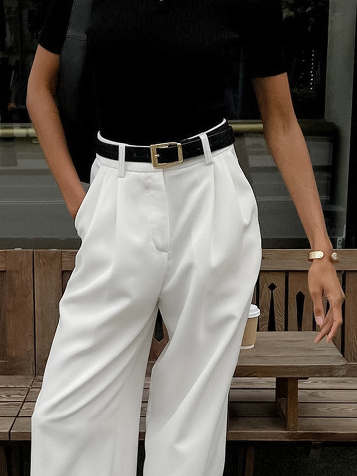 Cassia – Satin-Look Wide-Leg Pleated Trousers for Women