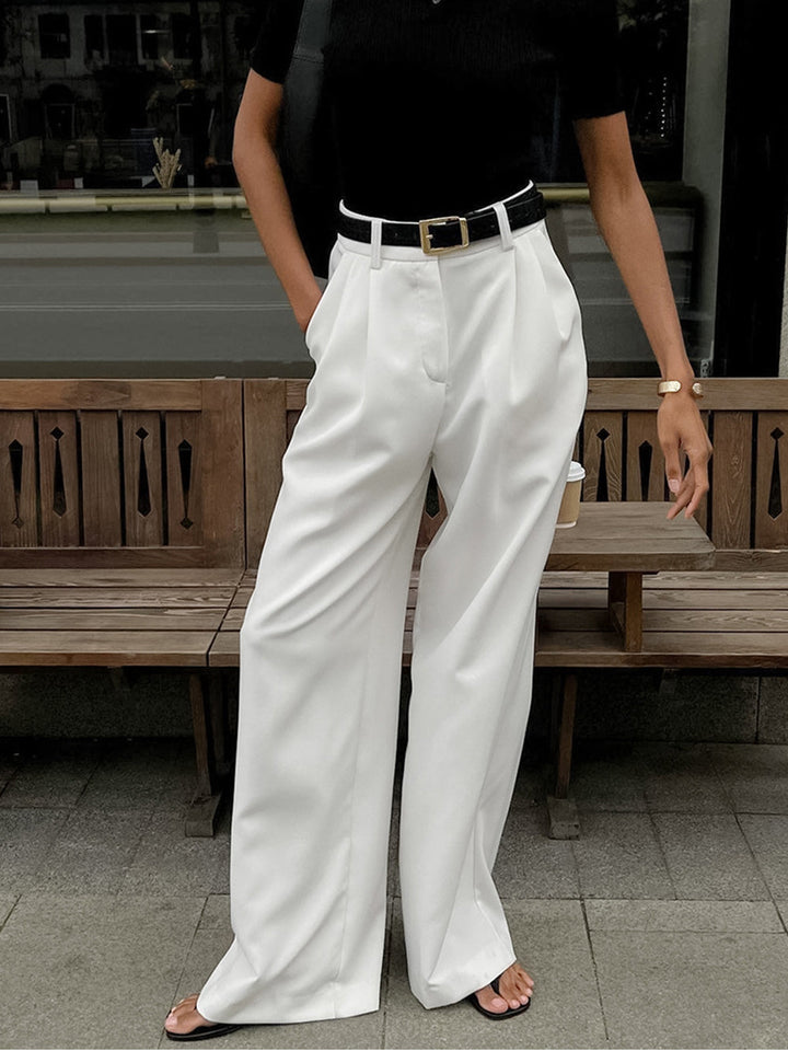 Cassia – Satin-Look Wide-Leg Pleated Trousers for Women