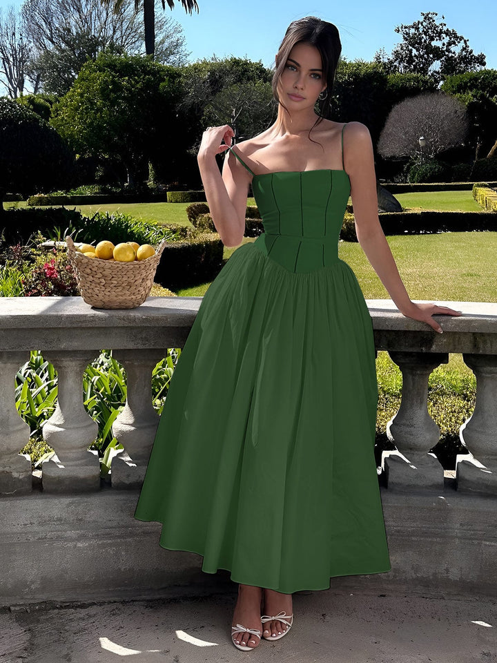 Brenda – Corset-Bodice A-Line Midi Wedding Guest Dress