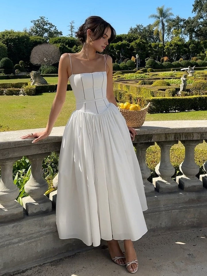 Brenda – Corset-Bodice A-Line Midi Wedding Guest Dress