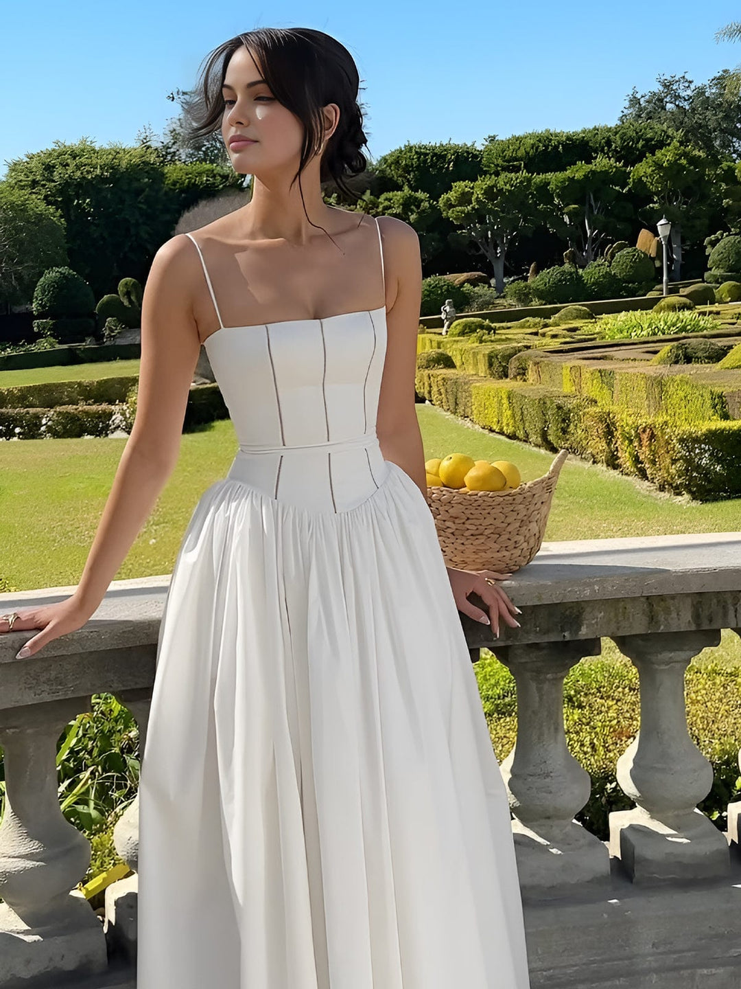 Brenda – Corset-Bodice A-Line Midi Wedding Guest Dress