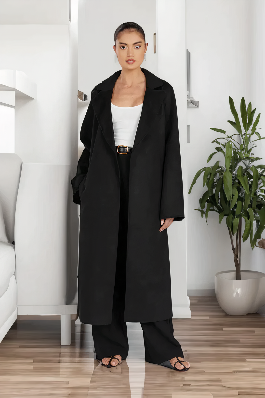 Lorelei – Raw-Edge Oversized Coat with Notch Lapel
