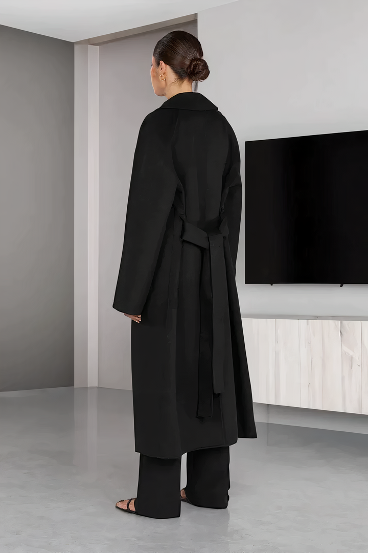 Lorelei – Raw-Edge Oversized Coat with Notch Lapel