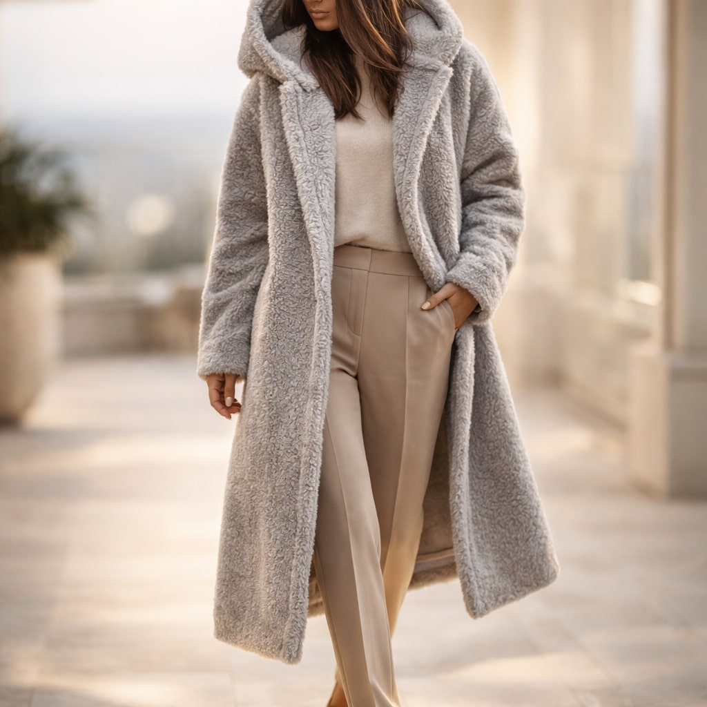 Ameera – Hooded Teddy Bear Coat for Women
