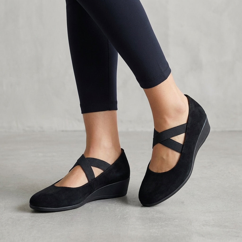 Renata – Criss-Cross Strap Wedge Flats