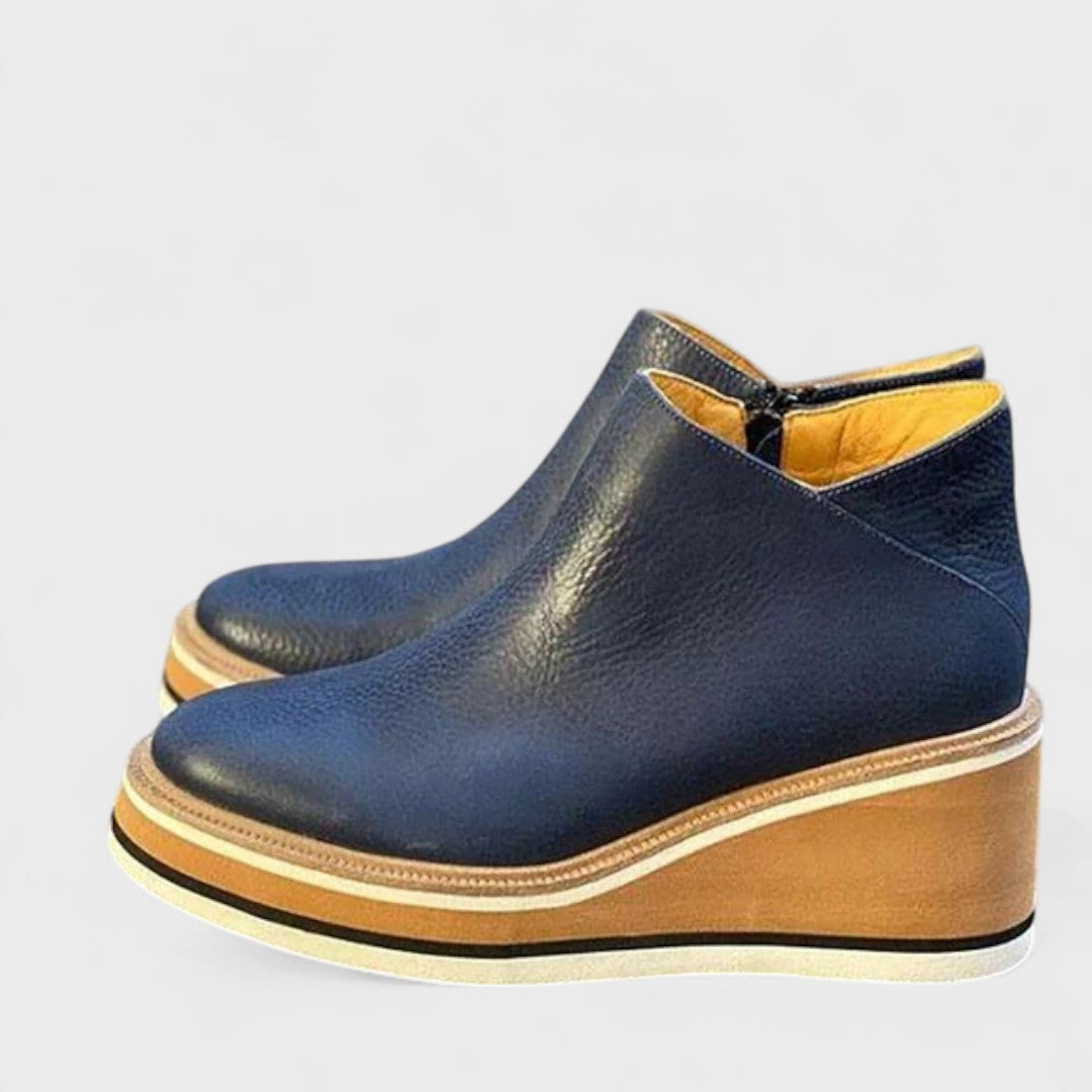 Vanora – Leather-Look Platform Wedge Ankle Boots for Women