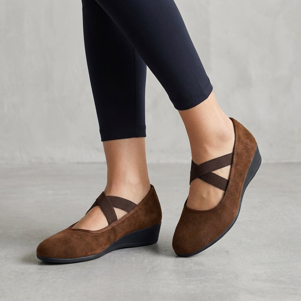 Renata – Criss-Cross Strap Wedge Flats
