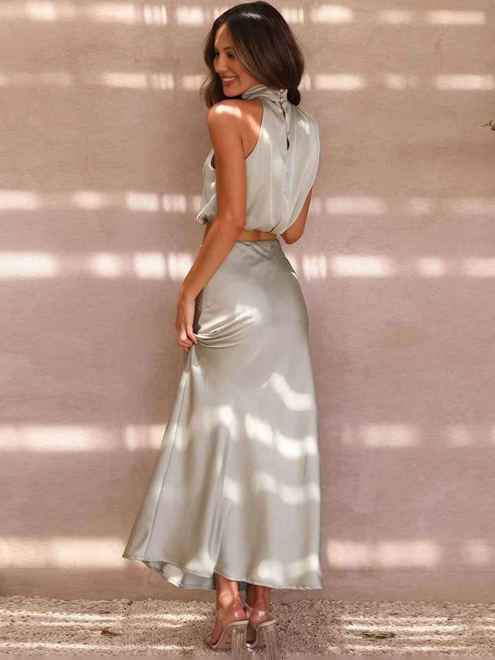 Arabella – Halter Two-Piece Maxi Skirt Set for Wedding Guest
