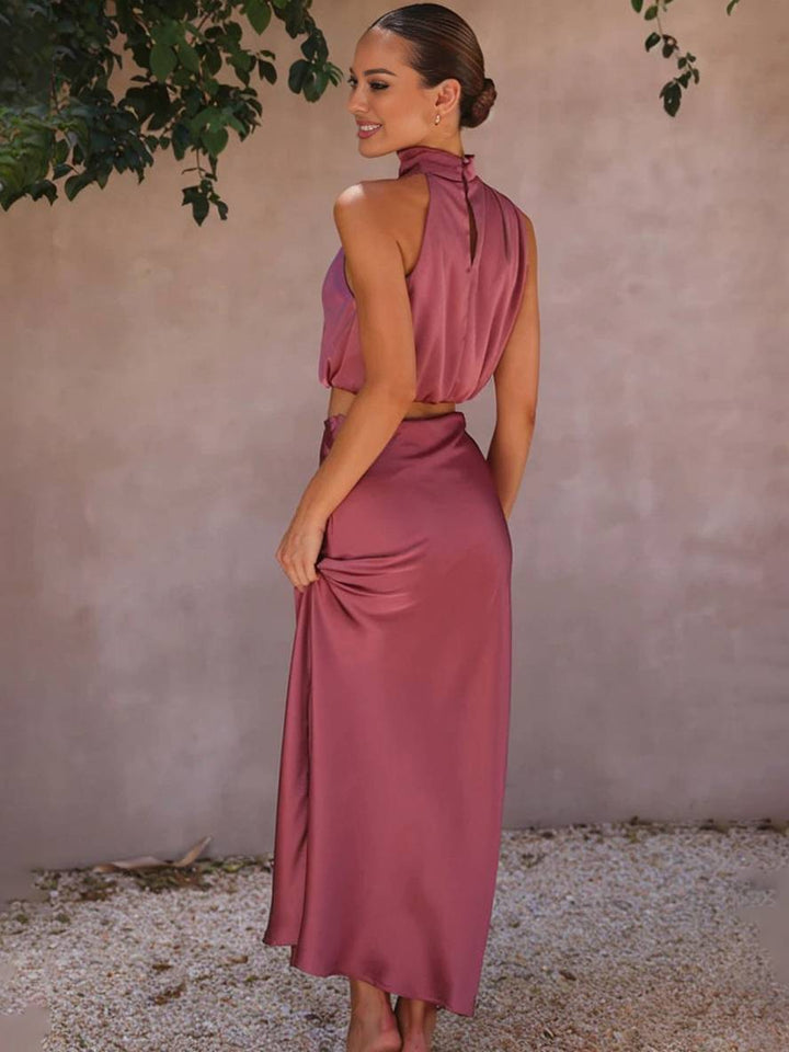 Arabella – Halter Two-Piece Maxi Skirt Set for Wedding Guest
