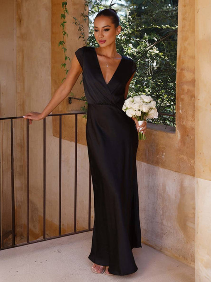 Ariana – V-Neck Wrap Maxi Dress for Wedding Guest