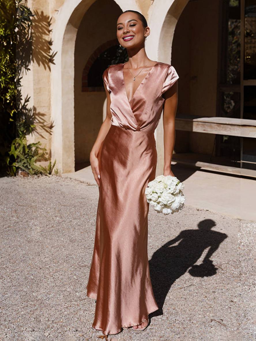Ariana – V-Neck Wrap Maxi Dress for Wedding Guest