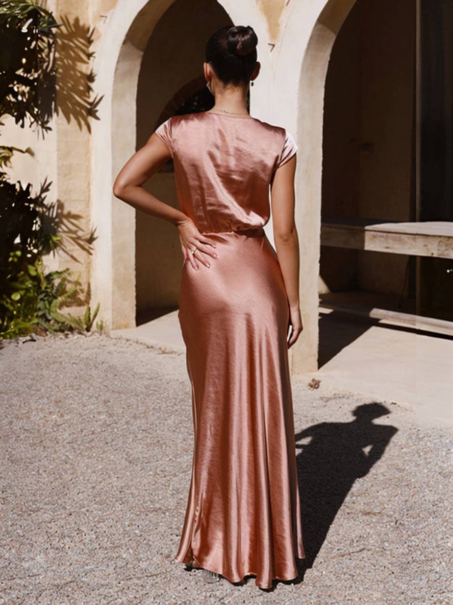 Ariana – V-Neck Wrap Maxi Dress for Wedding Guest