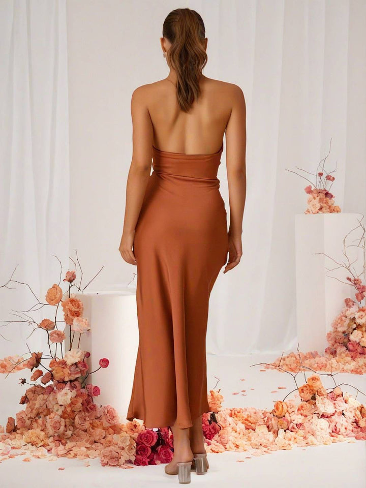 Aurelia – High-Neck Halter Slit Maxi Dress for Wedding Guests