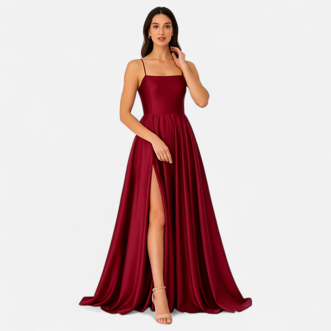 Matilda – Square Neck Tie-Back Formal Maxi Dress
