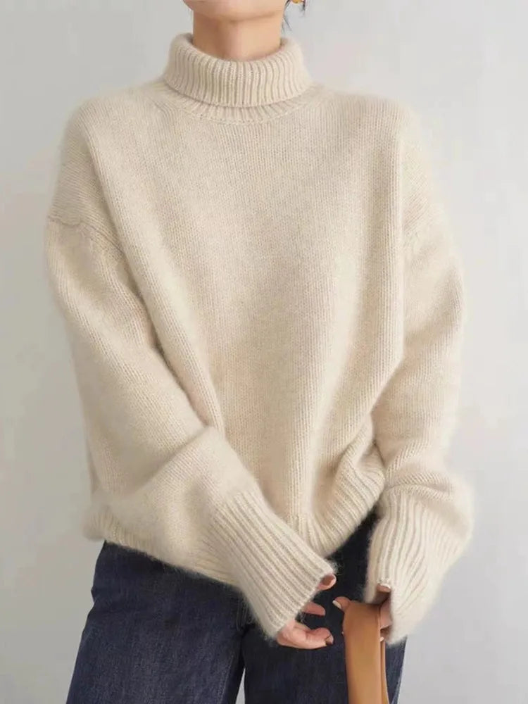 Jamie – Oversized Brushed Turtleneck Sweater for Women