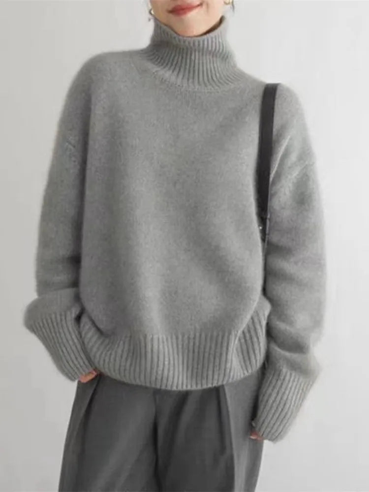 Jamie – Oversized Brushed Turtleneck Sweater for Women