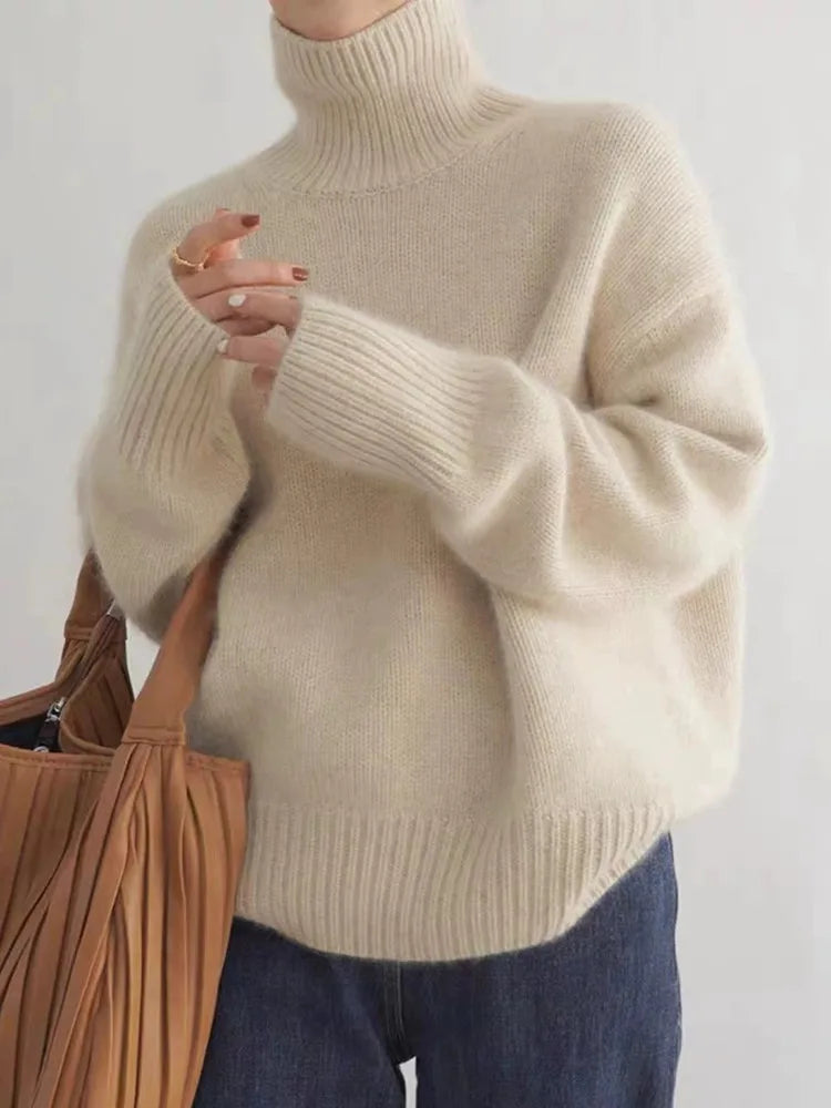 Jamie – Oversized Brushed Turtleneck Sweater for Women