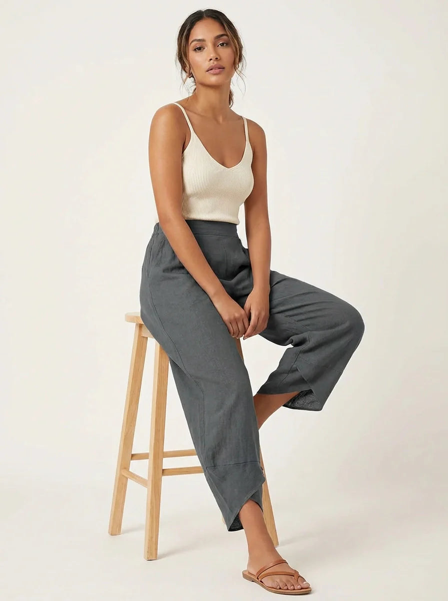 Tiffany – Cropped Wide-Leg Pants with Tulip Hem