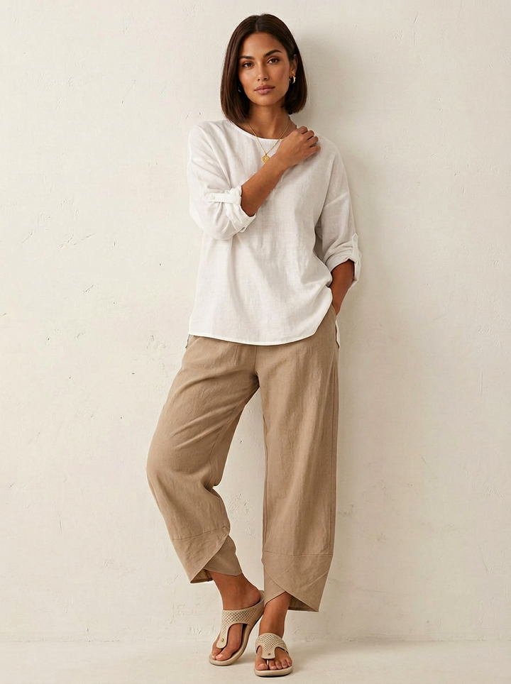 Tiffany – Cropped Wide-Leg Pants with Tulip Hem