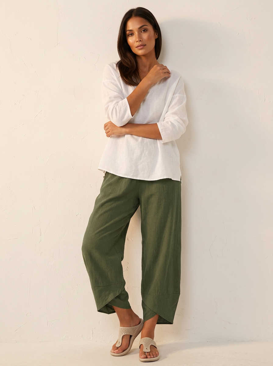Tiffany – Cropped Wide-Leg Pants with Tulip Hem