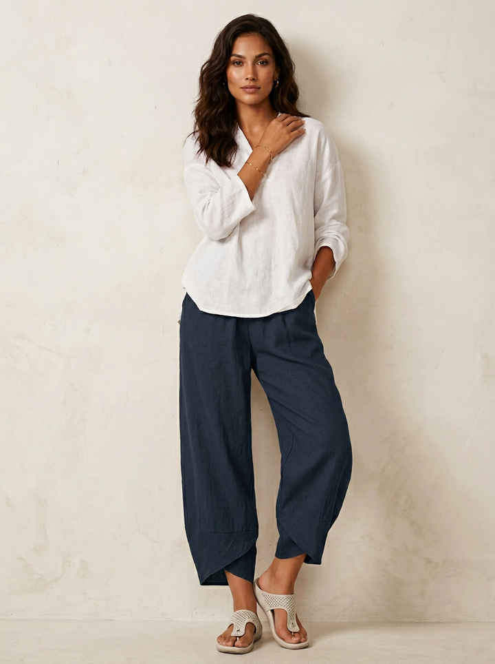 Tiffany – Cropped Wide-Leg Pants with Tulip Hem