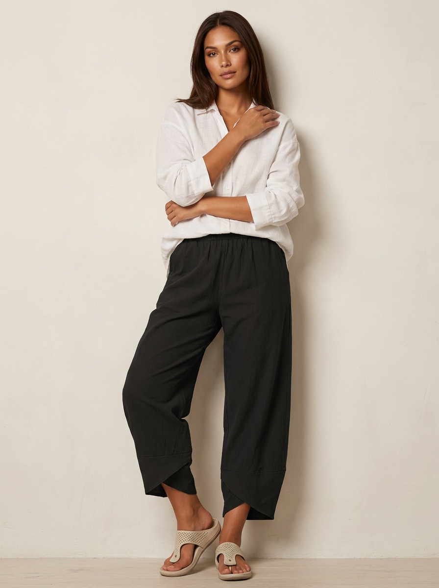 Tiffany – Cropped Wide-Leg Pants with Tulip Hem