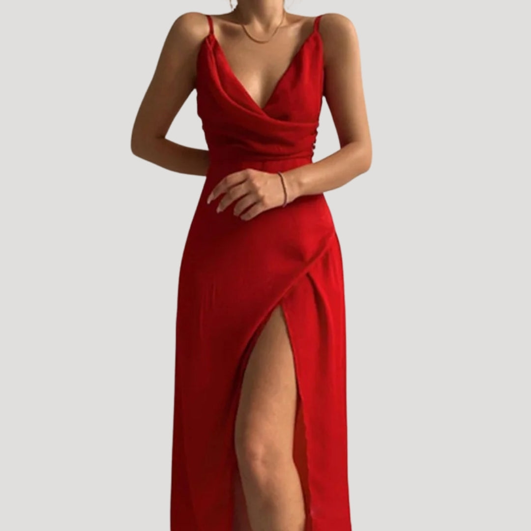 Maryann – Cowl Neck Slip Maxi Wedding Guest Dress