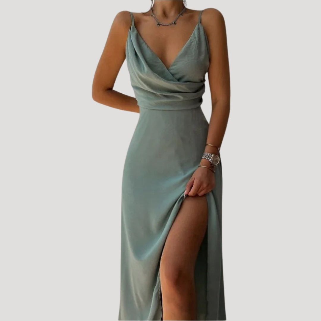 Maryann – Cowl Neck Slip Maxi Wedding Guest Dress