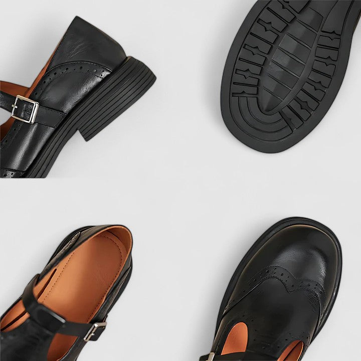 Sally – T-Bar Mary Jane Flats with Buckle Strap